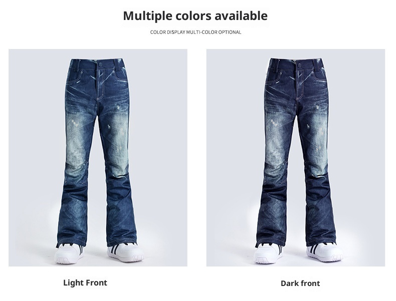 001 Gsousnow Damen-Skihose aus Denim, wind- und wasserdicht, schmal geschnitten, ideal für Reisen im Nordosten der USA, Winter, Outdoor, Snowboarden und Schneeschuhwandern._voghion.com