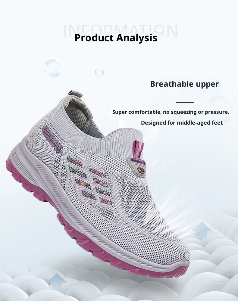 ShoeGlobe 2025 Autumn New Women's Walking, Breathable Slip-On Soft Sole Shoes For Middle-Aged And Elderly Mothers, Wholesale_voghion.com