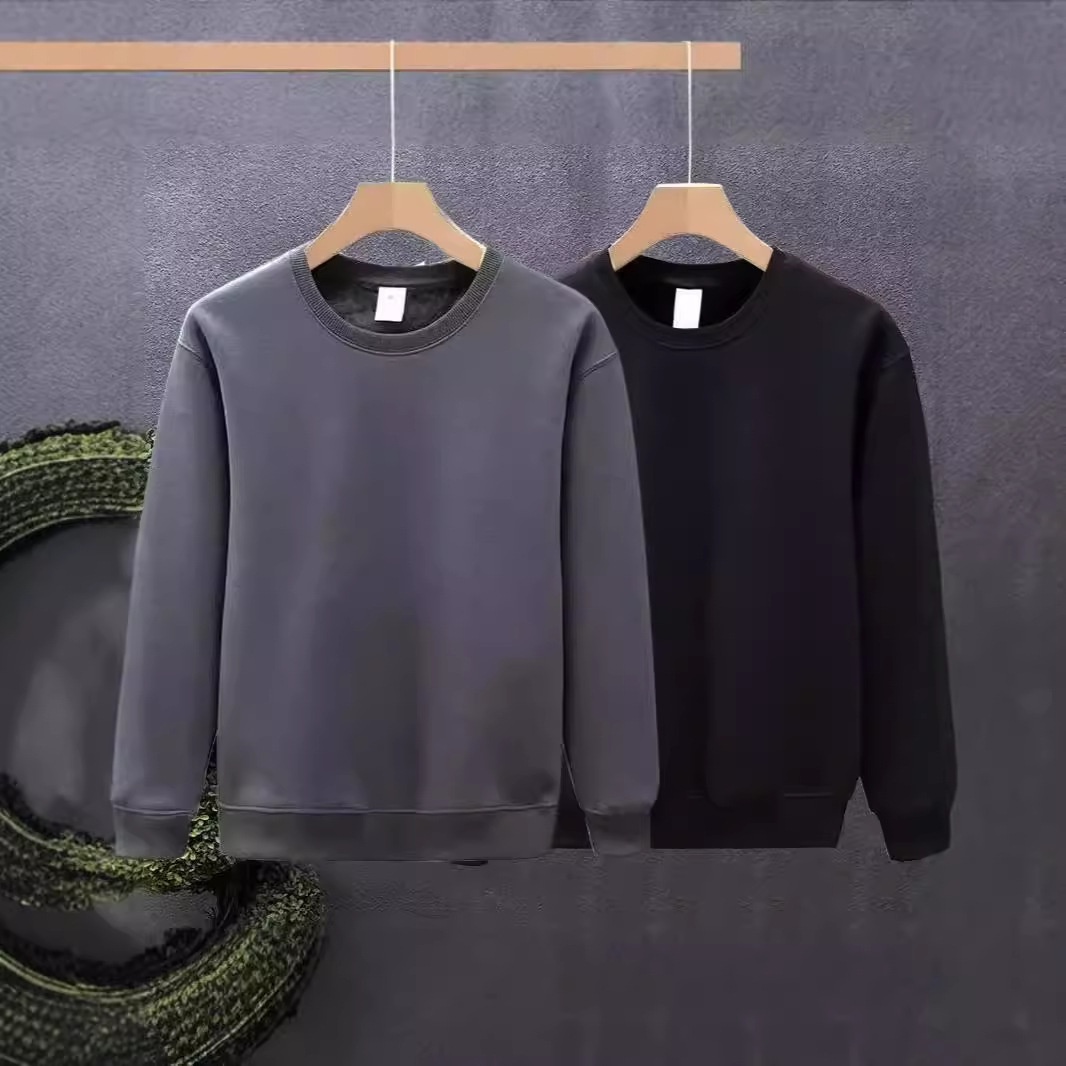 Erkek Çocuk Sweatshirt İlkbahar Sonbahar Yeni Kore Stili Trend Bol Yuvarlak Yaka Düz Renk Uzun Kollu Tişört Çok Yönlü Günlük_voghion.com