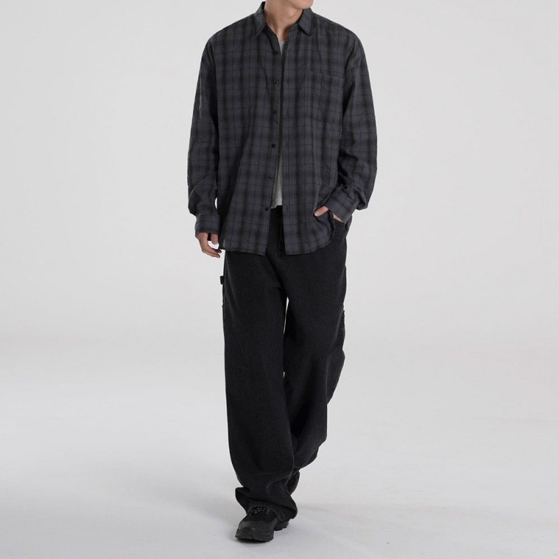 ForMen MYQ Lazy Style Casual For Men Autumn Loose Turn-Down Collar Top Korean Trend Long Sleeve Shirt_voghion.com