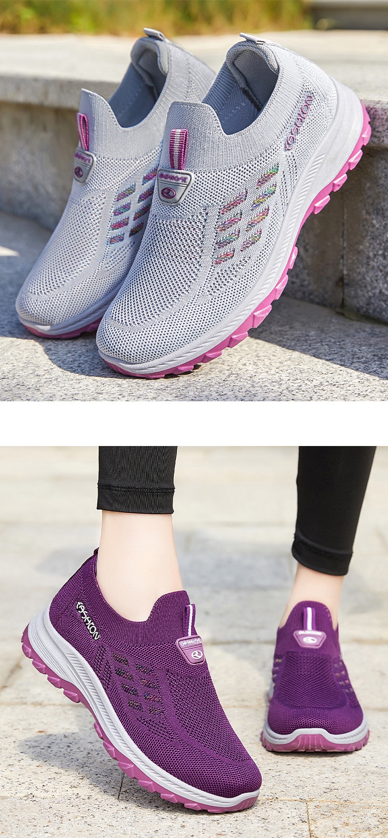 ShoeGlobe 2025 Autumn New Women's Walking, Breathable Slip-On Soft Sole Shoes For Middle-Aged And Elderly Mothers, Wholesale_voghion.com