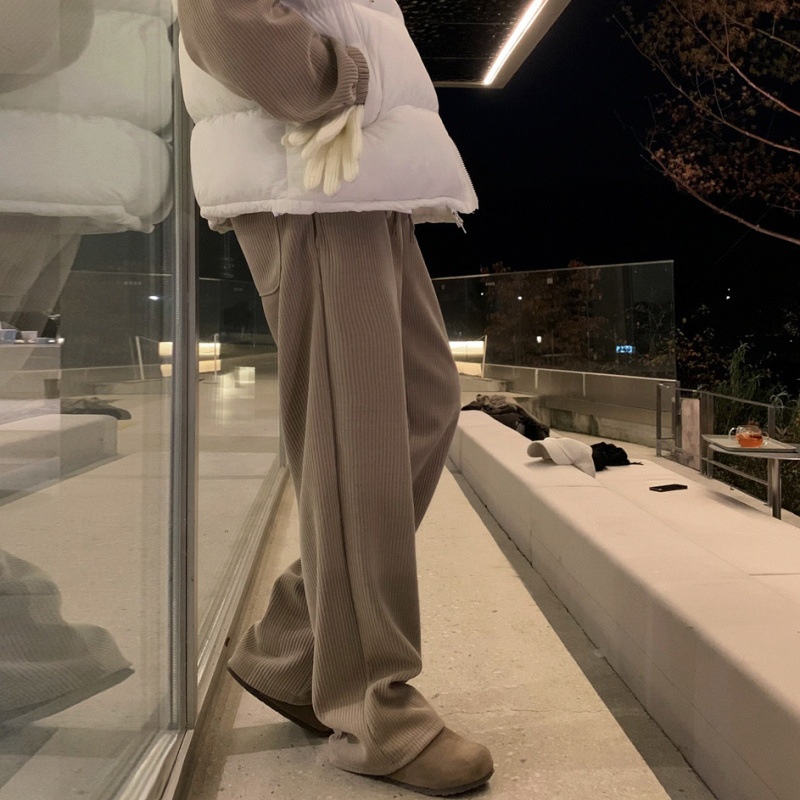 001 MYQ Herbst/Winter Freizeit-Sportanzug für Herren: Lockerer Kapuzen-Cardigan, drapierte, gerade geschnittene lange Hose_voghion.com