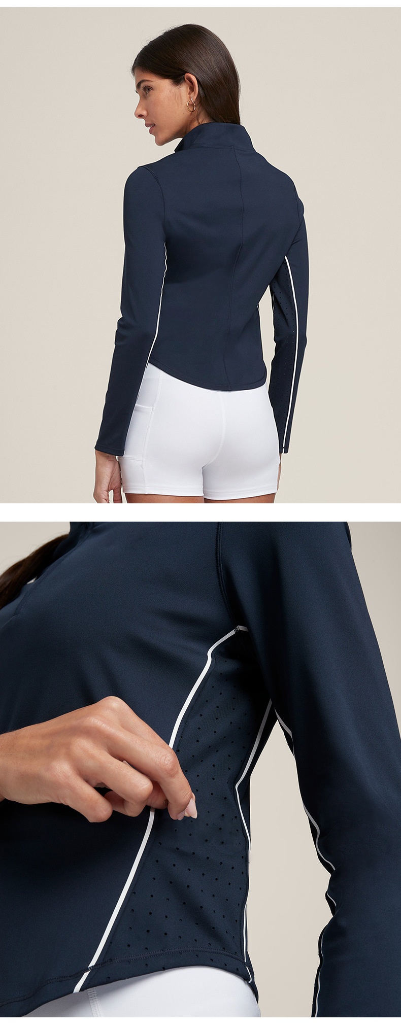 ActiveGo ActiveGo Nuovo stile europeo e americano per yoga da donna, top a maniche lunghe con mezza zip, aderente, ad asciugatura rapida, per la corsa all'aperto_voghion.com