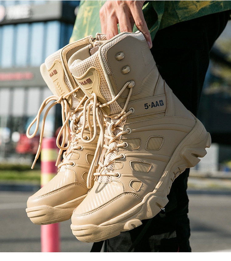 ShoeGlobe Neue Herbst/Winter Herren-Wanderschuhe, schwarz, rutschfest, flacher Absatz, Einheitsgröße, auf Lager, verdickter, hoher Schaft, haftend, vorne_voghion.com