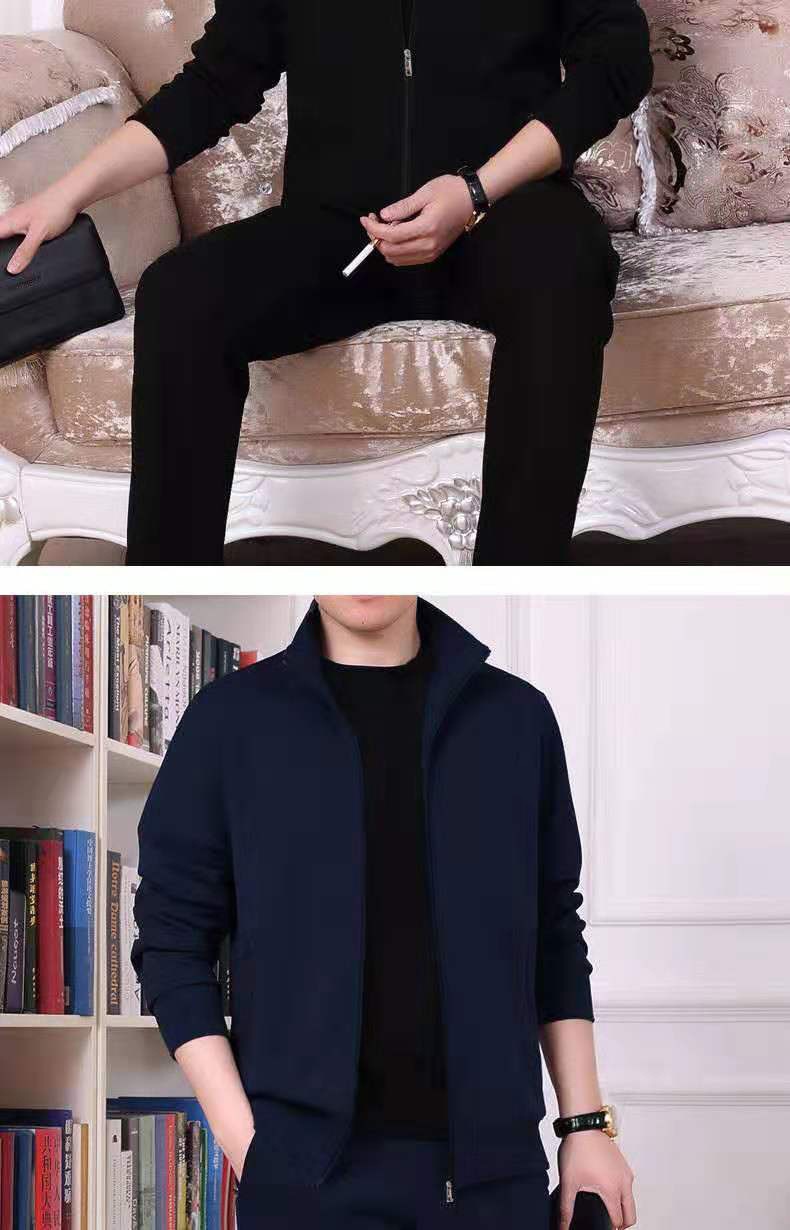 001 2025 Sportanzug für Frühling und Herbst, zweiteilig, Freizeitkleidung für Männer mittleren und höheren Alters, Herrenbekleidung für Väter_voghion.com