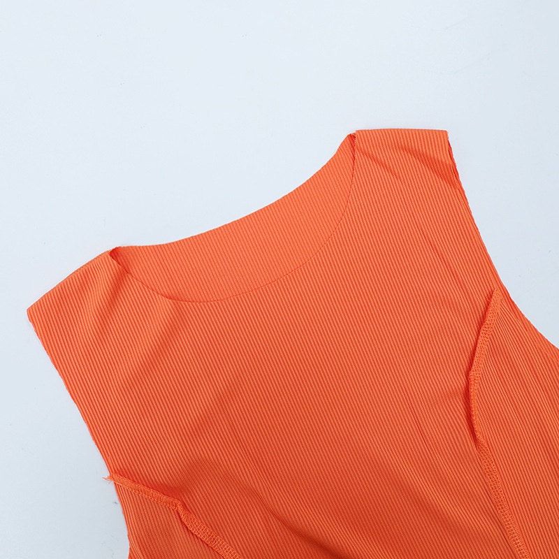 Robe moulante ChicShe 2023, style européen et américain, col rond, sans manches, couleur unie, coupe ajustée, collection été INS 025_voghion.com