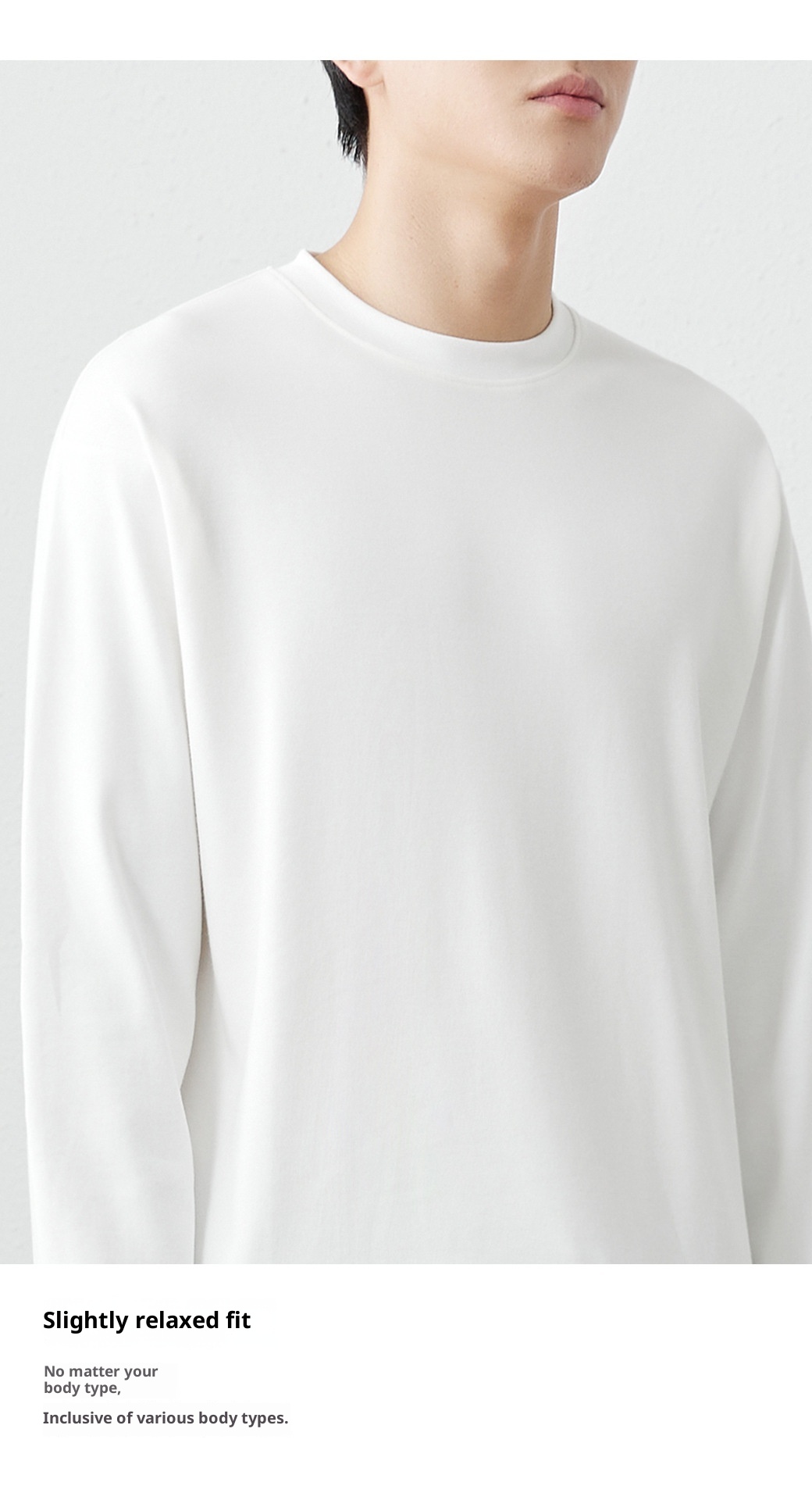 Herren-Langarmshirt aus 310 g gekämmter, hautfreundlicher, weißer, dicker Baumwolle (Frühling/Herbst 2025), einfarbig_voghion.com