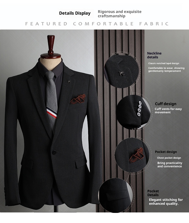 boy Spring New Men's Set Korean Style Slim Fit Fashion Wedding Groomsmen Business Professional Formal Suit_voghion.com