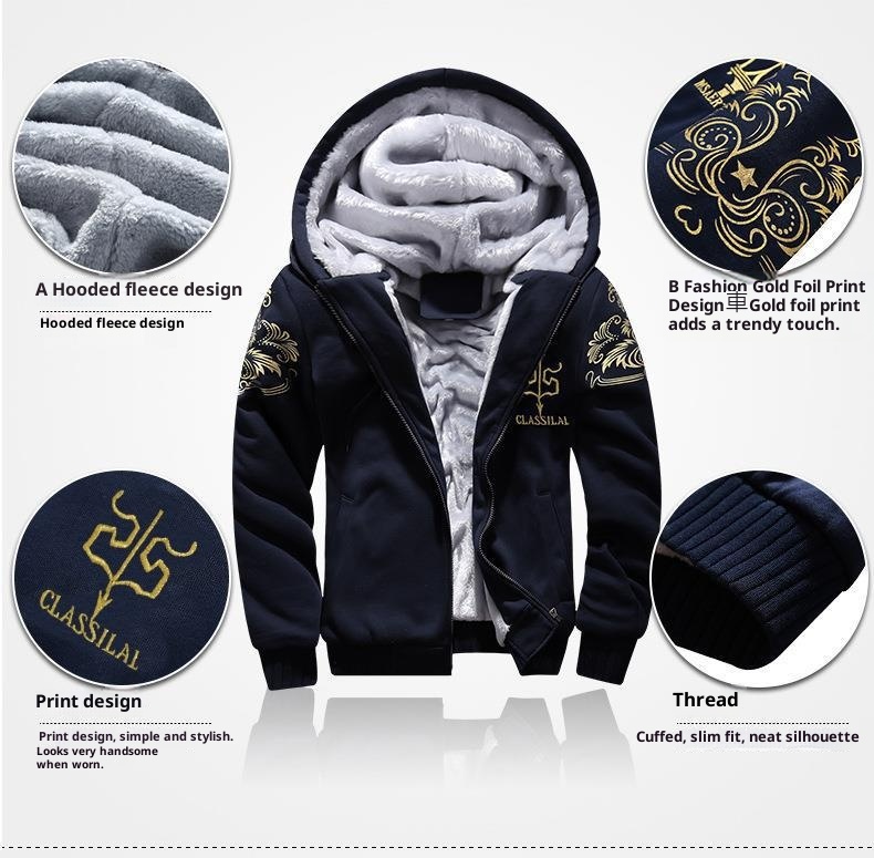 001 Cross-Border Plus Size 2023 Winter Fleece-Lined Thickened Men's Casual Sports Two-Piece Set Youth Korean Version Hooded_voghion.com