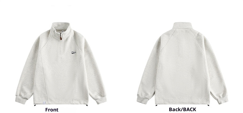 boy Boy Youth Heavy Loose Casual Sweatshirt American Style Trendy Oversize Embroidered Stand Collar Half-Zip Sports Top_voghion.com