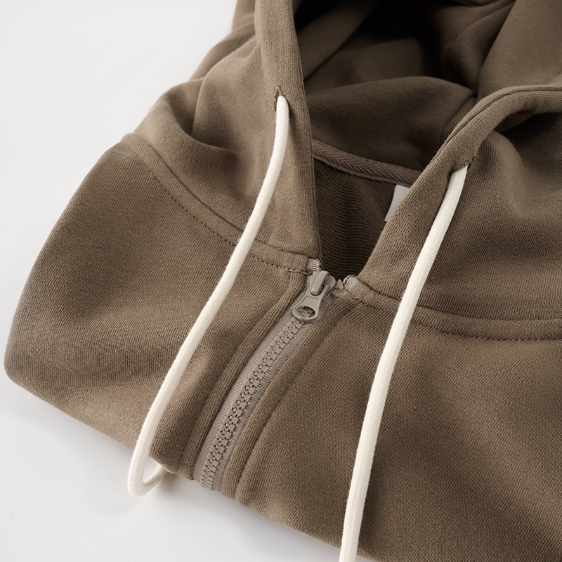 600g męska kurtka kardigan American Heavyweight Silver Fox Fleece, jesień-zima, pogrubiona i podszyta, jednolity kolor,_voghion.com