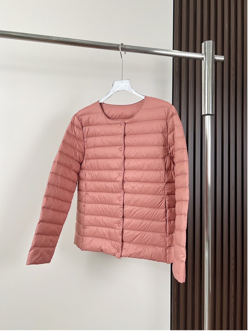 ChicShe Jiaxing Pinghu Down Jacket Short Long Sleeve Thin Collarless V-neck Lightweight Inner Liner Women U Home Same Style Base_voghion.com