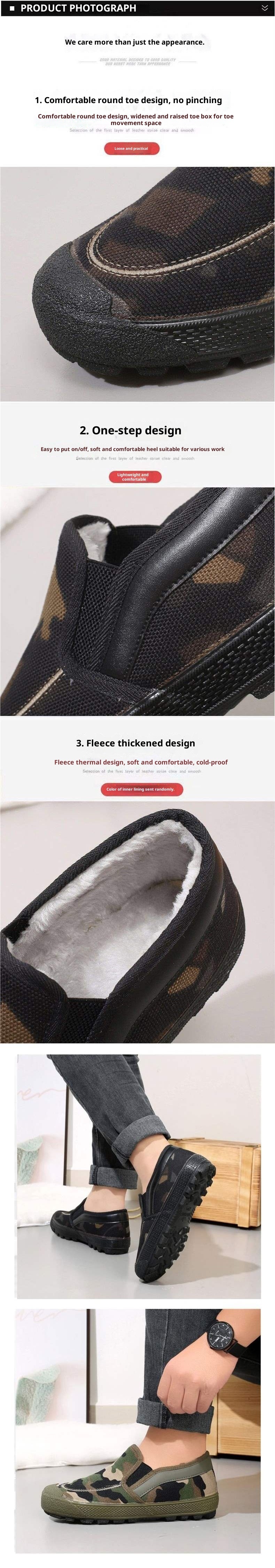 ShoeGlobe Neue Modelle: Bequeme, rutschfeste Winterschuhe aus Baumwolle mit rutschfester Gummisohle, ideal für Baustellen, Wanderungen und Freizeit. Fleecegefüttert._voghion.com