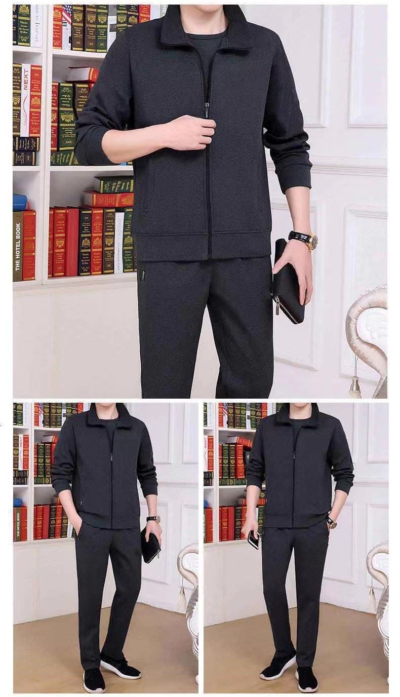 001 Felpa da uomo, tuta da corsa, casual, per giovani, da uomo, da esterno, per autunno e inverno, set da due pezzi per papà di mezza età_voghion.com