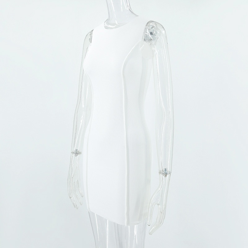 Robe moulante ChicShe 2023, style européen et américain, col rond, sans manches, couleur unie, coupe ajustée, collection été INS 025_voghion.com