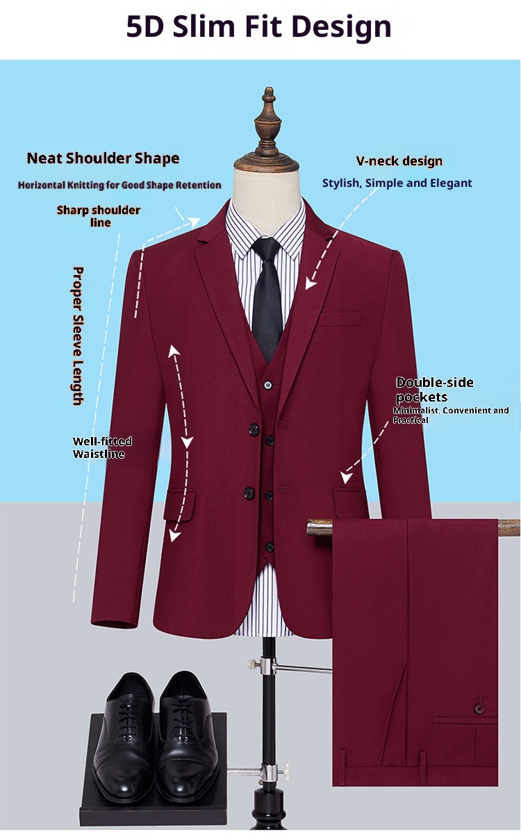 Conjunto de terno unissex profissional de três peças Cross-Border, sem necessidade de passar, para homens, ideal para negócios e ocasiões formais._voghion.com