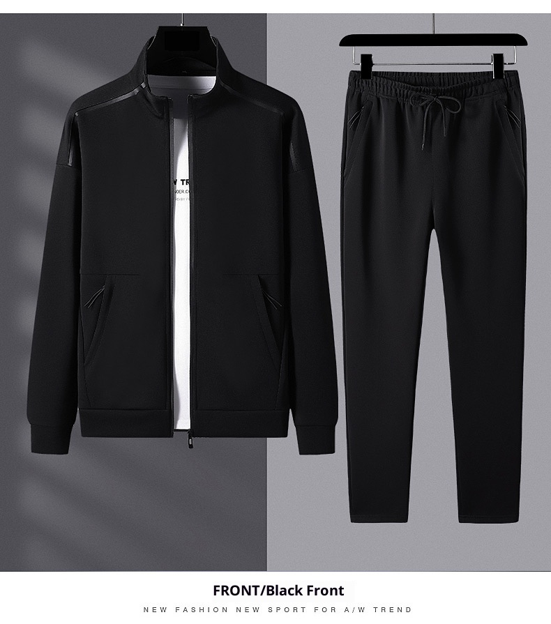 001 Men's Sweashir Spring And Auumn Trendy Plus Size Oversized Sand Collar Cardigan Two-Piece Spors Casual Ouerwear_voghion.com