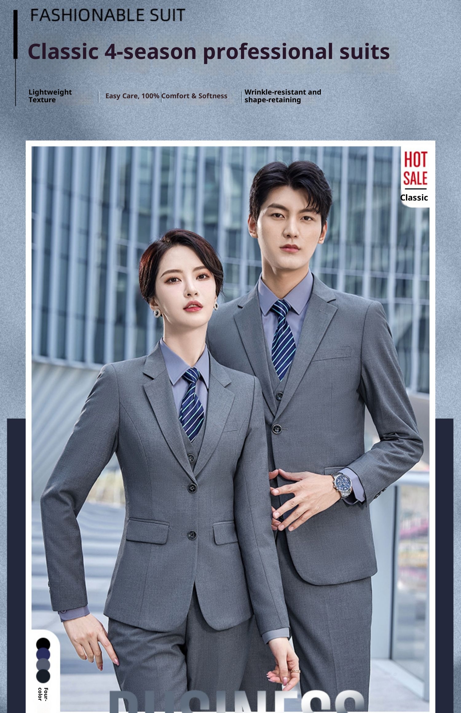 boy Unisex Black Suit Set Business Formal Workwear Gray Wholesale Men's Hot Sale_voghion.com