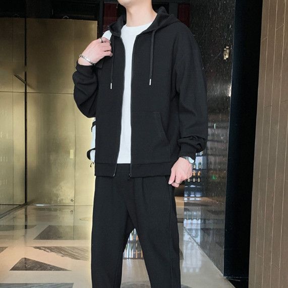 001 Sportlicher Winteranzug, neue Mode, lockerer Kapuzenanzug, dünn, für Herren, Cross-Border-Bekleidung_voghion.com