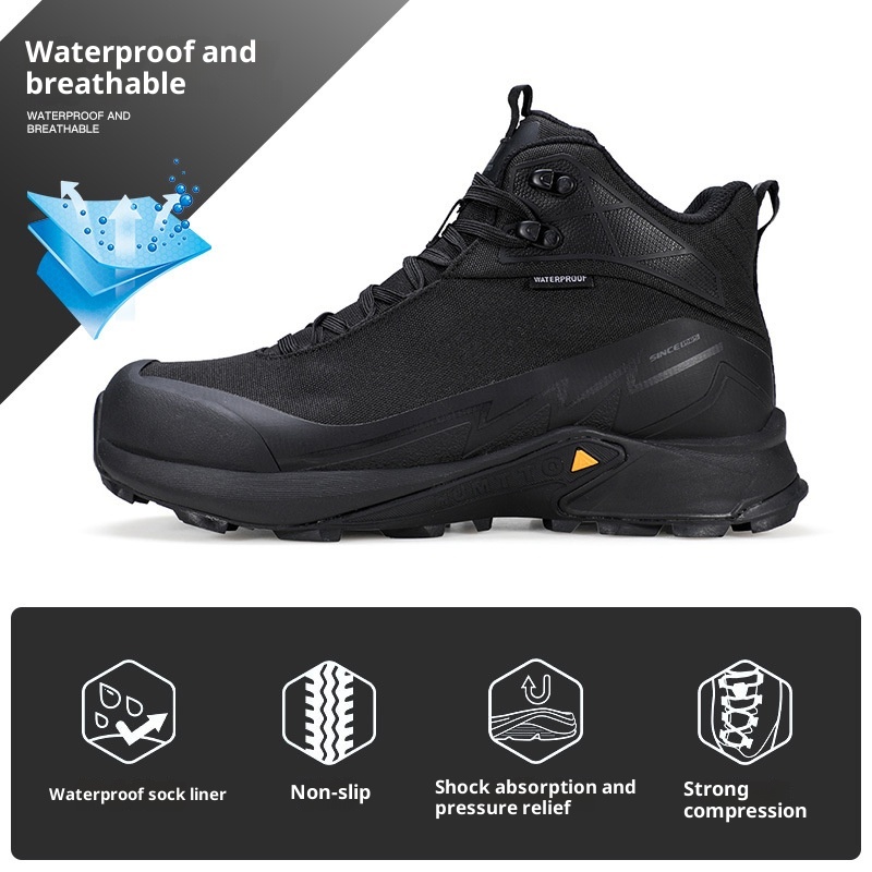 ShoeGlobe Hantu Waterproof For Men, Autumn Winter High-Top Breathable Shock-Absorbing Rain Boots, Outdoor Non-Slip Wear-Resistant_voghion.com