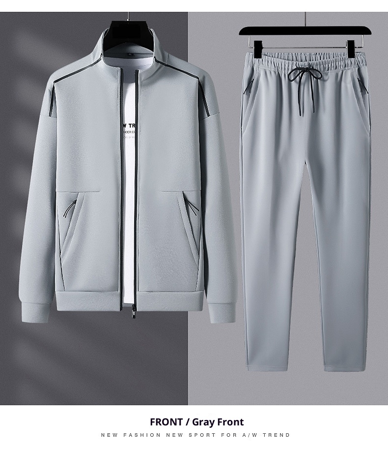 001 Men's Sweashir Spring And Auumn Trendy Plus Size Oversized Sand Collar Cardigan Two-Piece Spors Casual Ouerwear_voghion.com