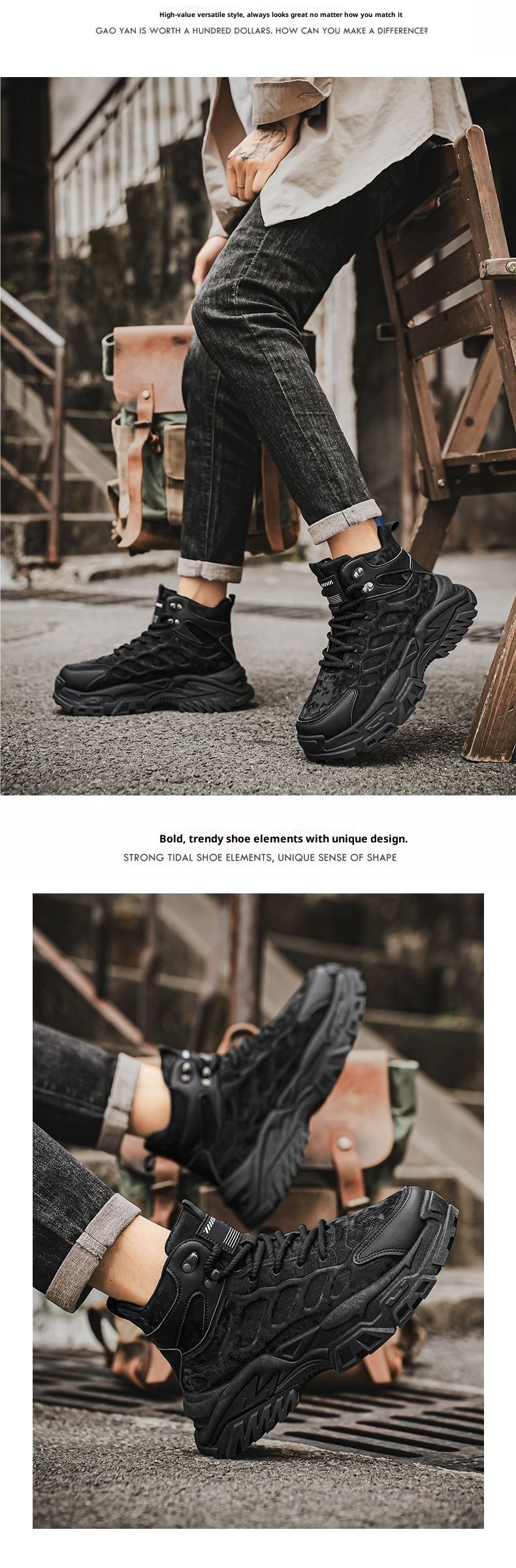 ShoeGlobe Men's Autumn New Outdoor Hiking Sports Waterproof Non-Slip Construction Work Military Style Safety Shoes_voghion.com