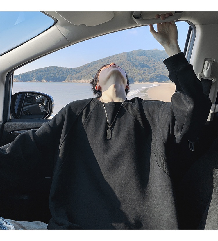 Sweat-shirt ample et épais pour homme, style américain, col rond, coupe classique tendance, idéal pour le printemps et l'automne._voghion.com