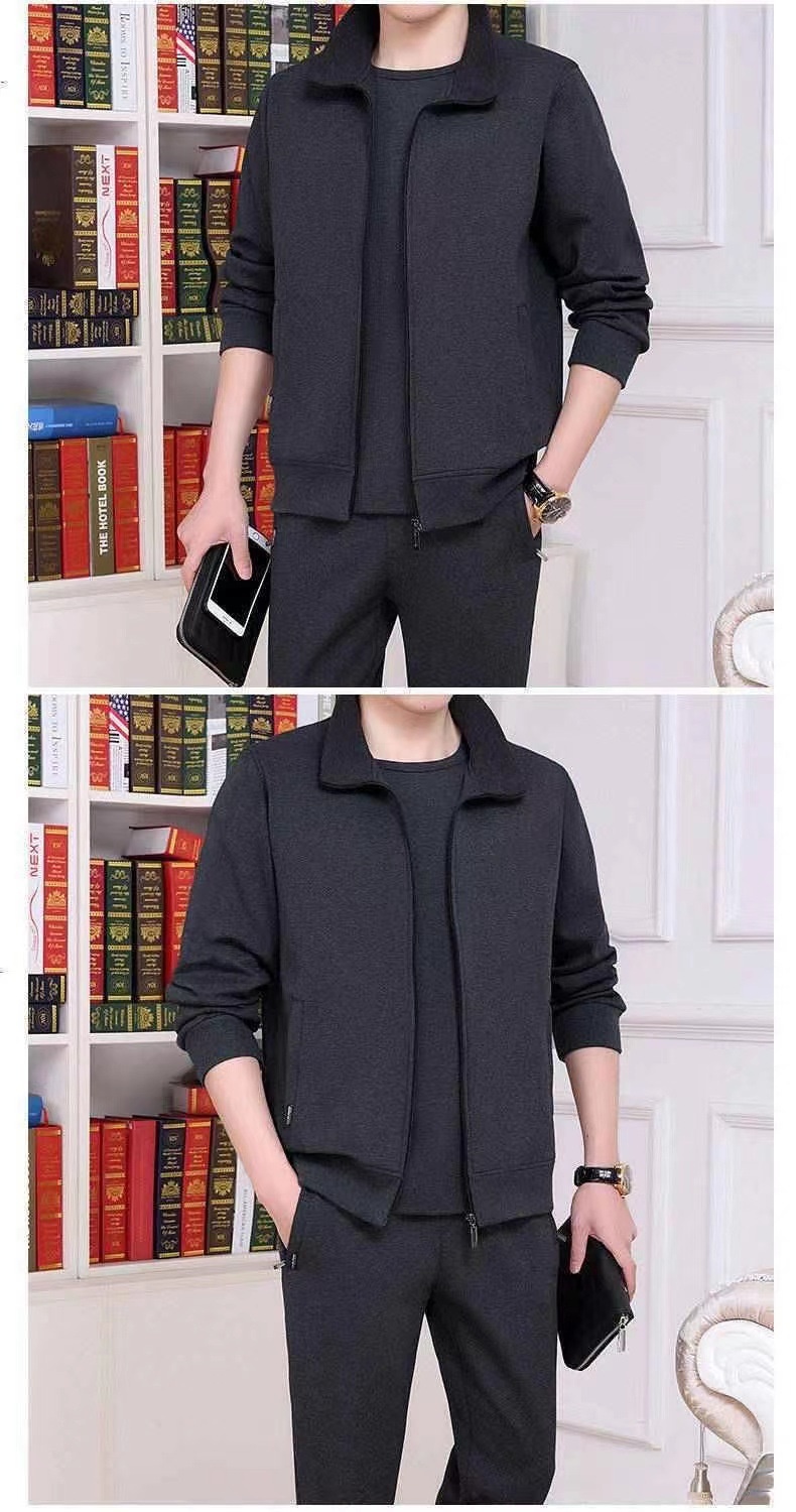 001 Felpa da uomo, tuta da corsa, casual, per giovani, da uomo, da esterno, per autunno e inverno, set da due pezzi per papà di mezza età_voghion.com