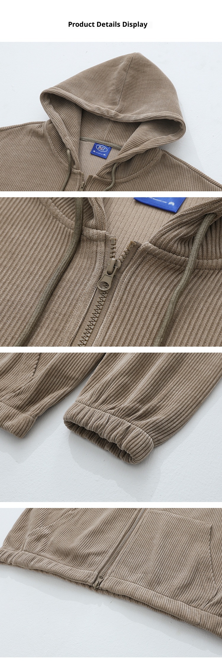 001 MYQ Herbst/Winter Freizeit-Sportanzug für Herren: Lockerer Kapuzen-Cardigan, drapierte, gerade geschnittene lange Hose_voghion.com