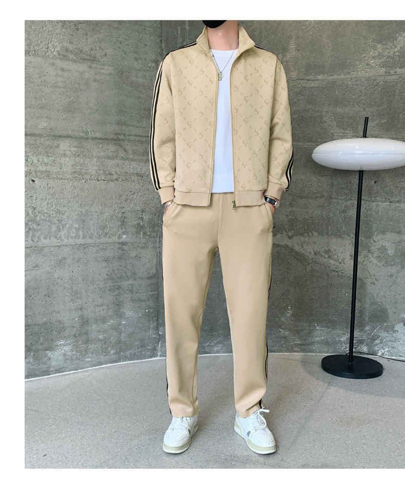 001 Spring And Autumn New Sports Casual Cardigan Sweatshirt Printed Youth Men's Two-Piece Set_voghion.com