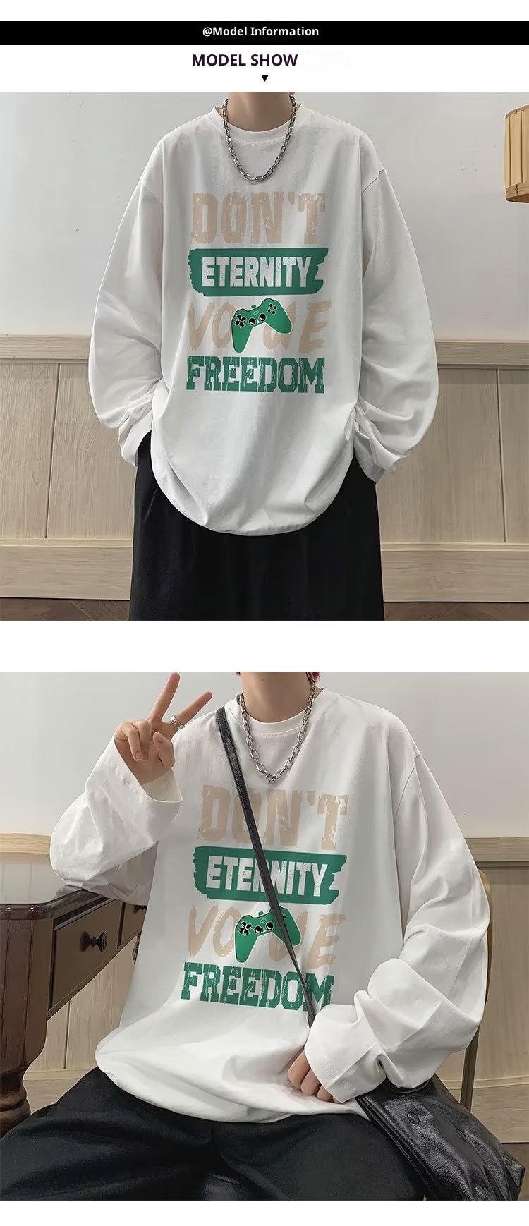 boy Boy Printed Versatile Long Sleeve T-Shirt For Men 2024 Spring And Autumn Trendy Brand Loose Fit Youth Casual Base Shirt Tee_voghion.com