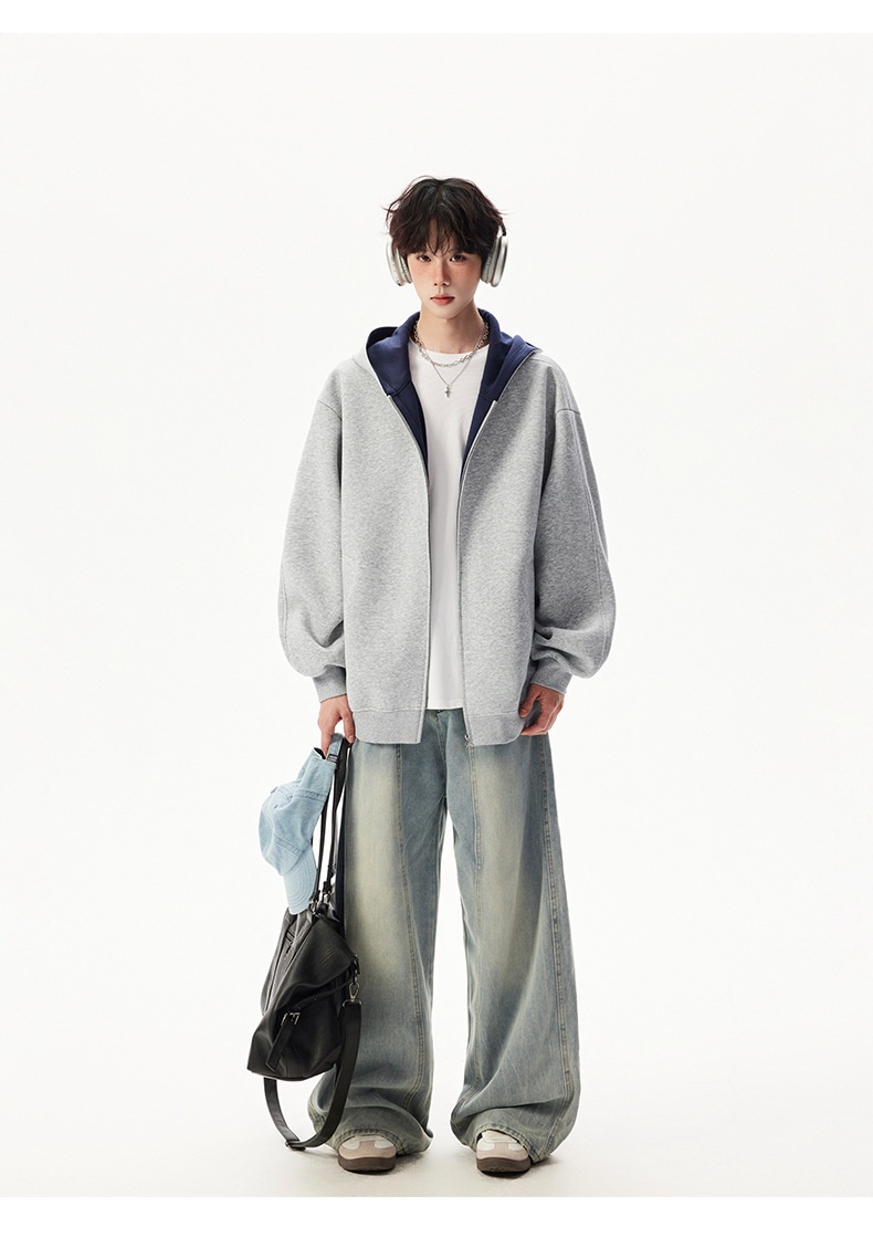 boy Boy American Style Casual Sweatshirt For Men And Women, Autumn New Trendy Loose Fit Versatile Color-Block Couple Hooded_voghion.com