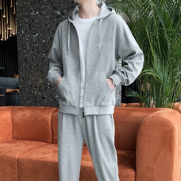 001 Sportlicher Winteranzug, neue Mode, lockerer Kapuzenanzug, dünn, für Herren, Cross-Border-Bekleidung_voghion.com