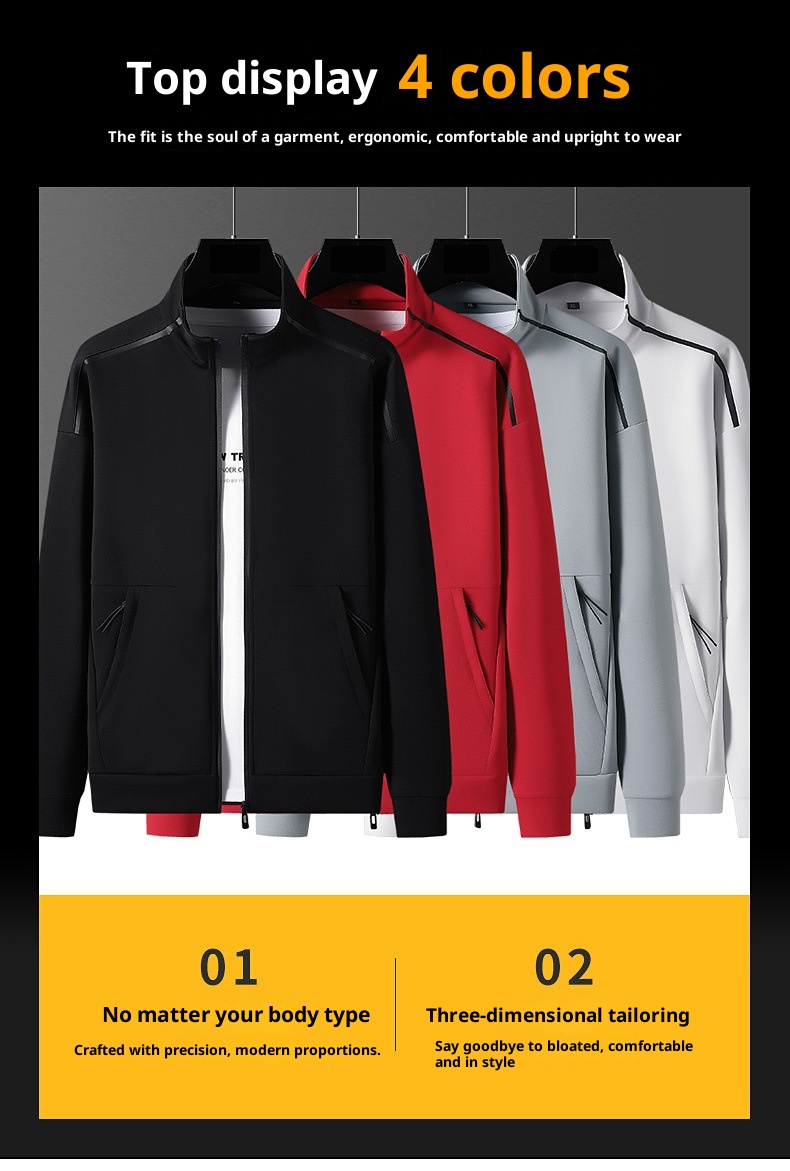 001 Men's Sweashir Spring And Auumn Trendy Plus Size Oversized Sand Collar Cardigan Two-Piece Spors Casual Ouerwear_voghion.com