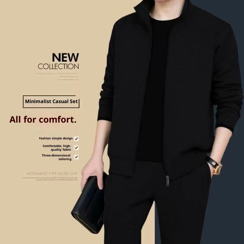 001 Felpa da uomo, tuta da corsa, casual, per giovani, da uomo, da esterno, per autunno e inverno, set da due pezzi per papà di mezza età_voghion.com