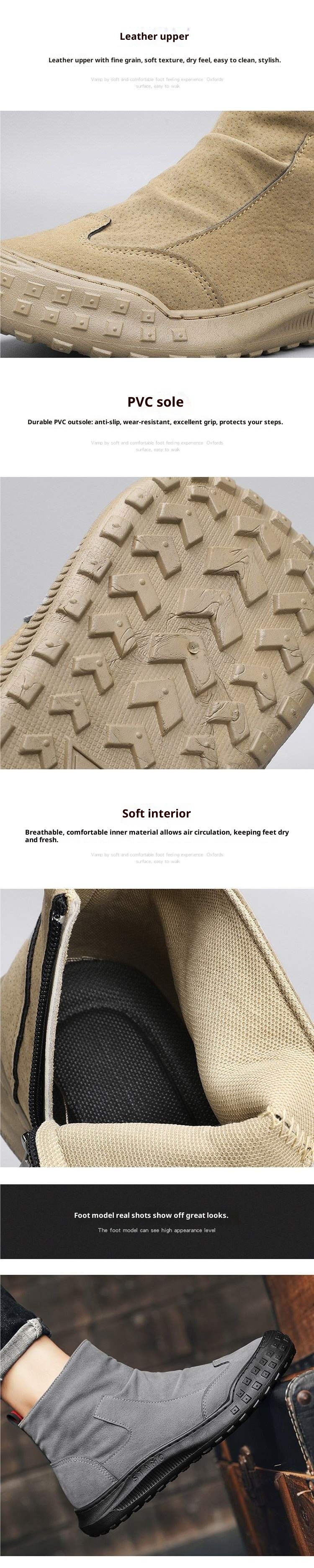 ShoeGlobe ShoeGlobe Automne 2025 Nouveauté Chaussures de travail pour hommes, résistantes à l'usure, antidérapantes, montantes, imperméables, idéales pour le sport et la randonnée_voghion.com