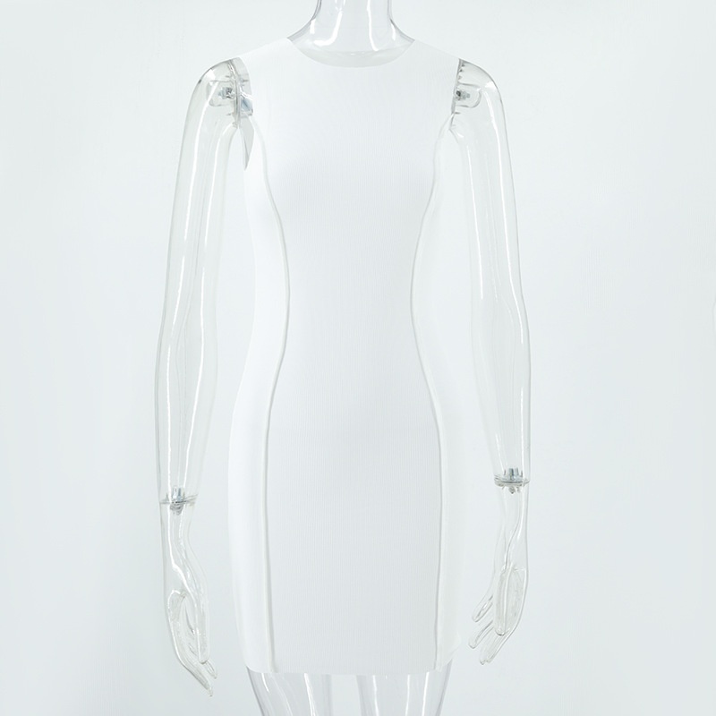 Robe moulante ChicShe 2023, style européen et américain, col rond, sans manches, couleur unie, coupe ajustée, collection été INS 025_voghion.com