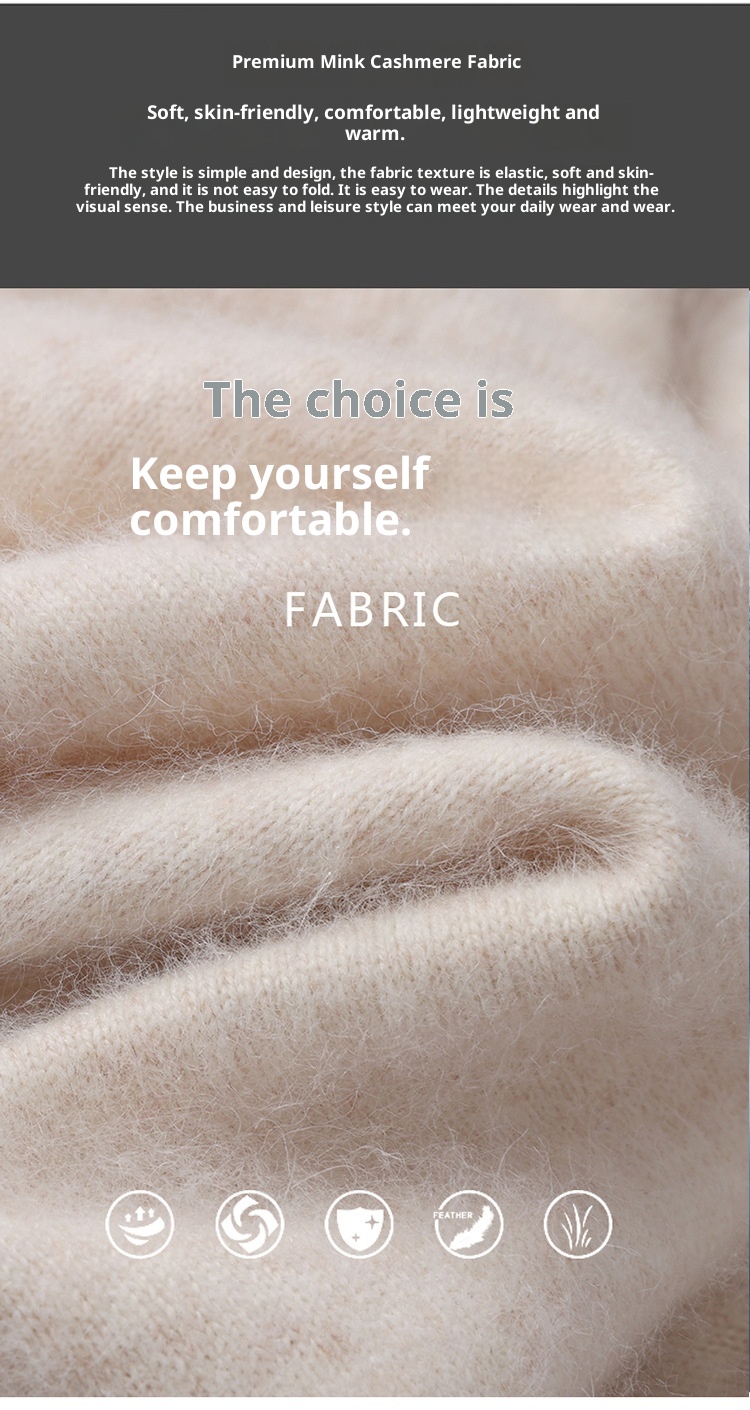 1 2023 Autumn Winter New Mink Men's V-Neck Loose Solid Color Pullover Wool Base Knitwear Cashmere Sweater_voghion.com