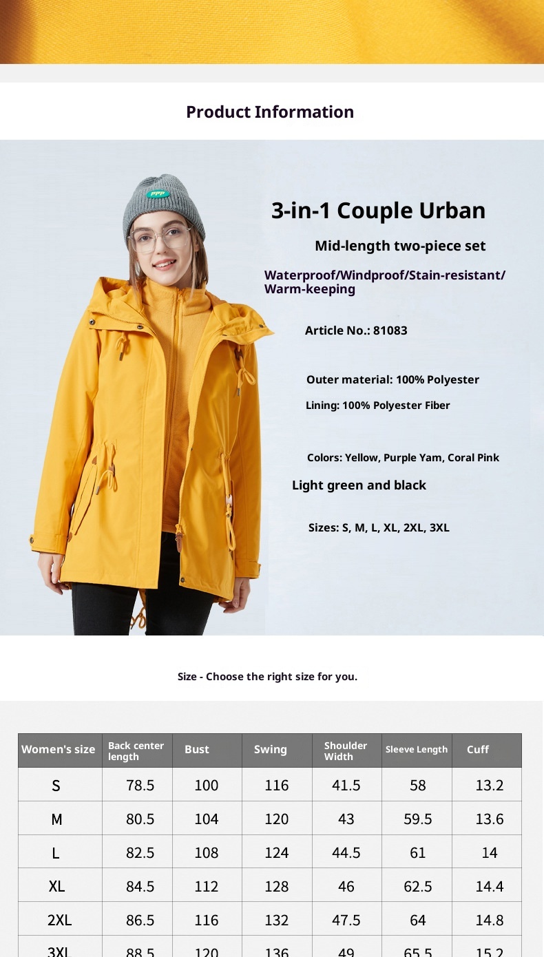 Giacca impermeabile antivento trench di media lunghezza da donna ActiveGo, modello invernale 3 in 1, molto venduta oltre confine_voghion.com