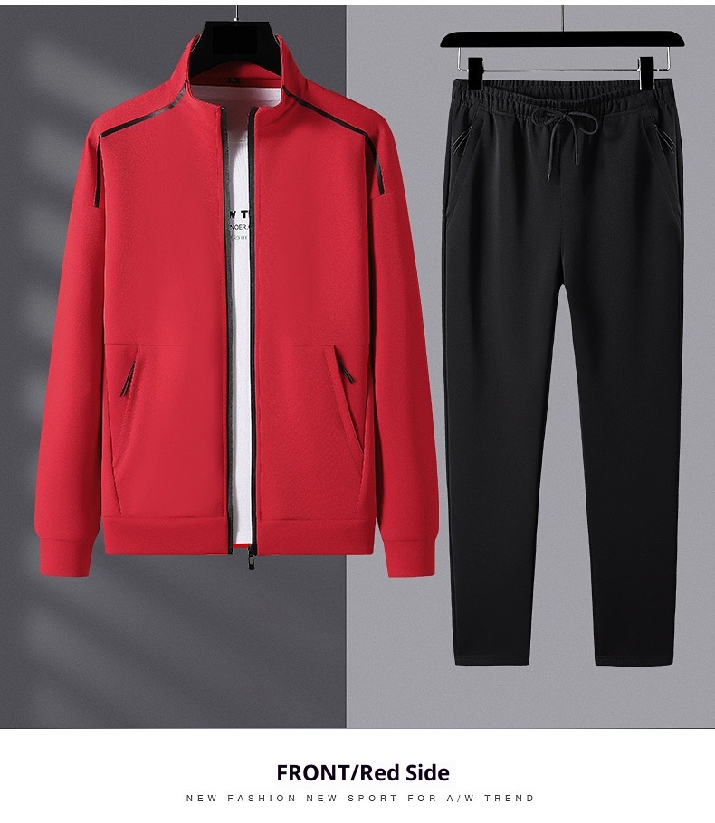 001 Men's Sweashir Spring And Auumn Trendy Plus Size Oversized Sand Collar Cardigan Two-Piece Spors Casual Ouerwear_voghion.com