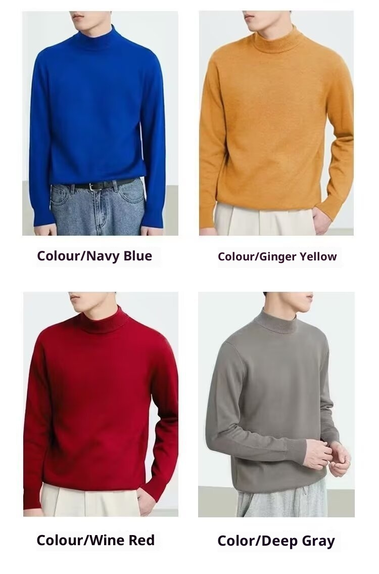 1 maglione a collo alto da uomo autunno inverno, vestibilità ampia, versatile, foderato in pile, spesso, bianco, da uomo, lavorato a maglia, con scollo medio_voghion.com