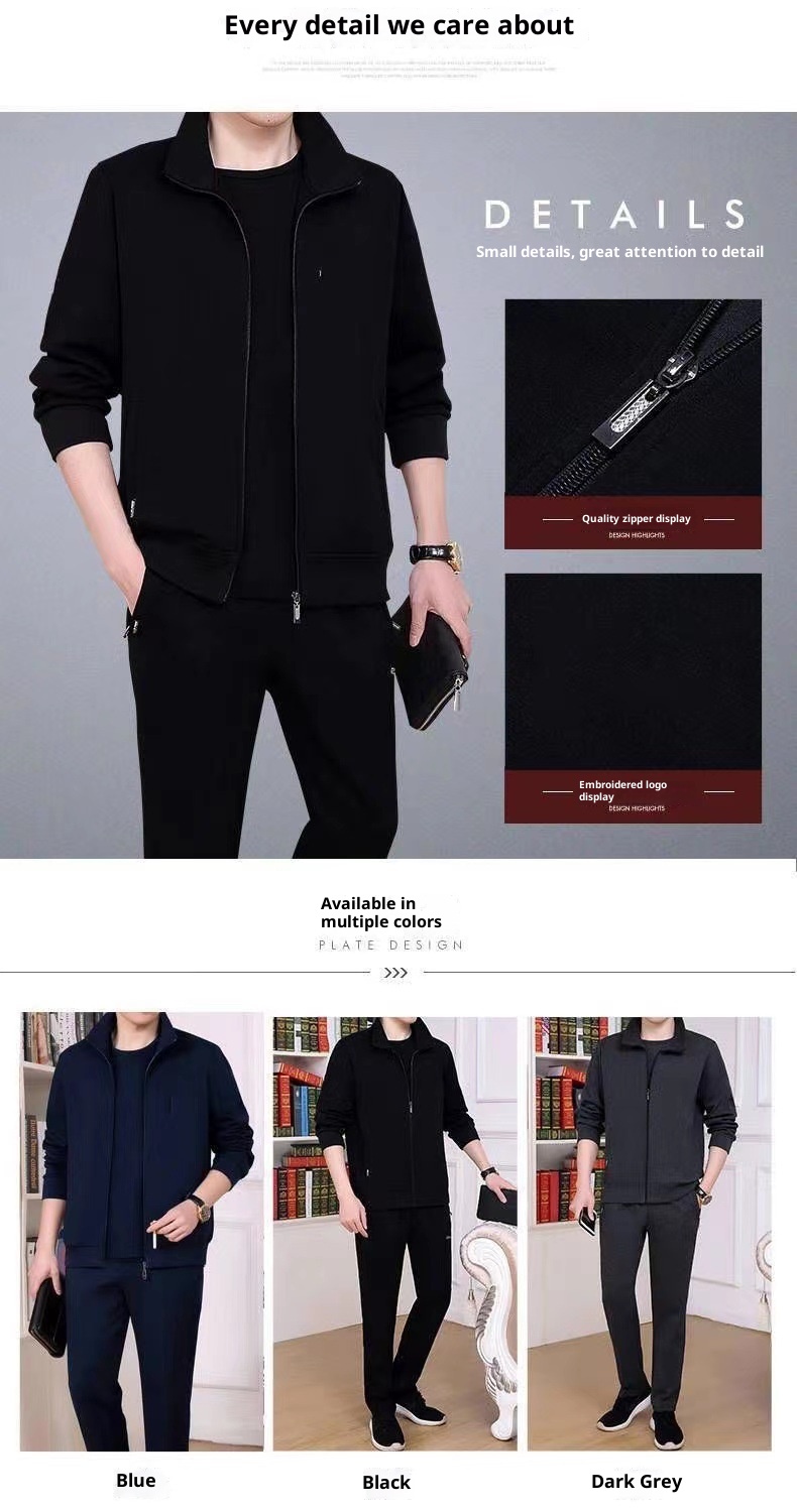 001 Felpa da uomo, tuta da corsa, casual, per giovani, da uomo, da esterno, per autunno e inverno, set da due pezzi per papà di mezza età_voghion.com