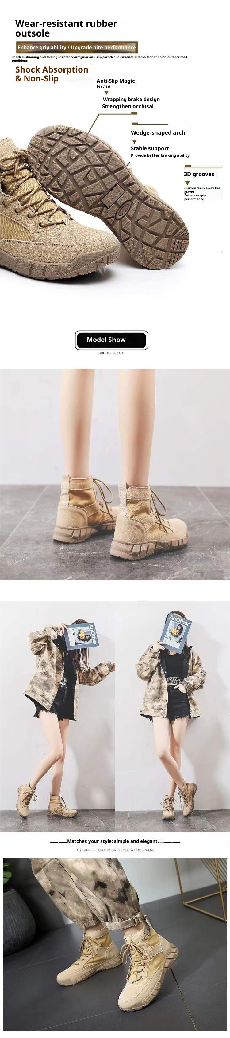 ShoeGlobe ShoeGlobe Original Scarpe da trekking da donna, Scarpe da trekking impermeabili antiscivolo, Scarponi da lavoro nel deserto, Stivali Martin da uomo_voghion.com