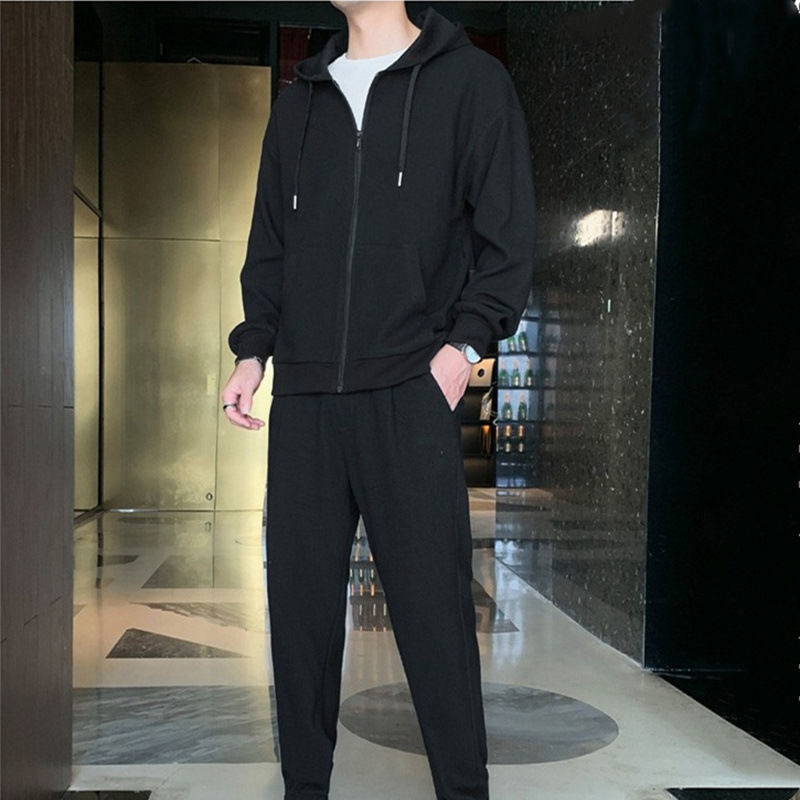 001 Sportlicher Winteranzug, neue Mode, lockerer Kapuzenanzug, dünn, für Herren, Cross-Border-Bekleidung_voghion.com