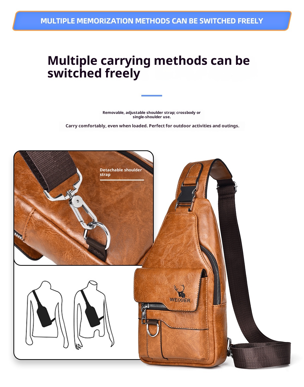 001 Cross-Border Chest Vintage Versatile Shoulder Large Capacity Waterproof Sling Bag, Crossbody For Men, High-End Men's Bag_voghion.com