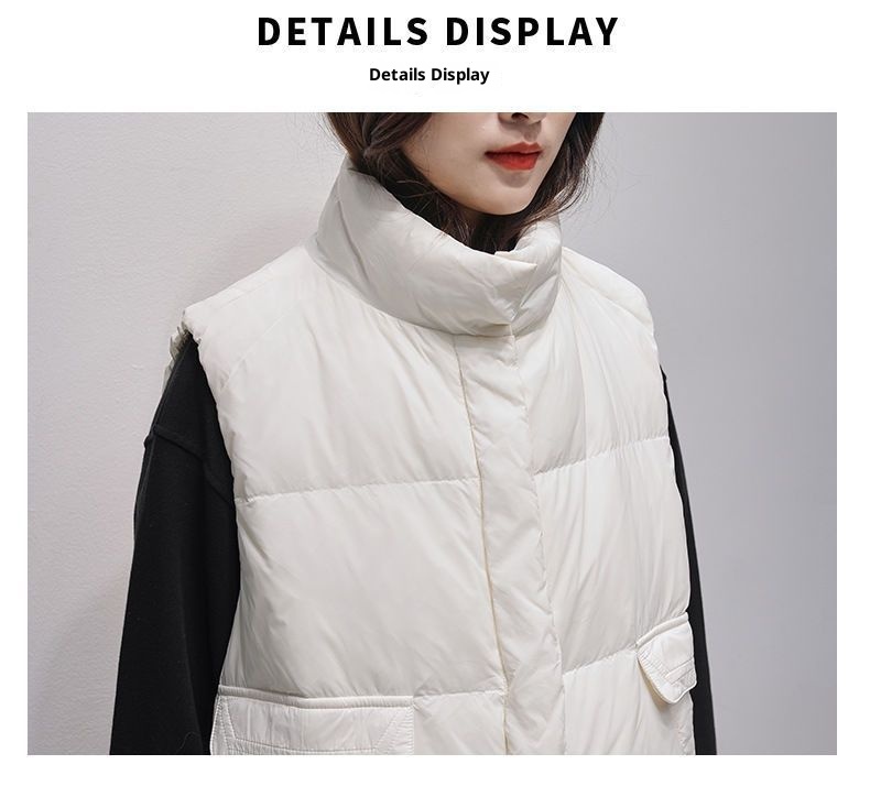 Doudoune ChicShe Petite pour femme, collection hiver 2025, col montant, duvet de canard blanc, coupe courte et ample, idéale pour l'hiver._voghion.com