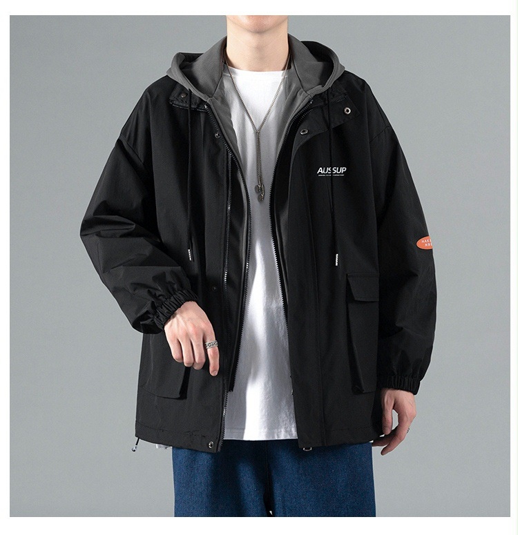 001 Herbstlicher zweiteiliger Herren-Windbreaker, lässiger Sportanzug mit lockerer Passform_voghion.com