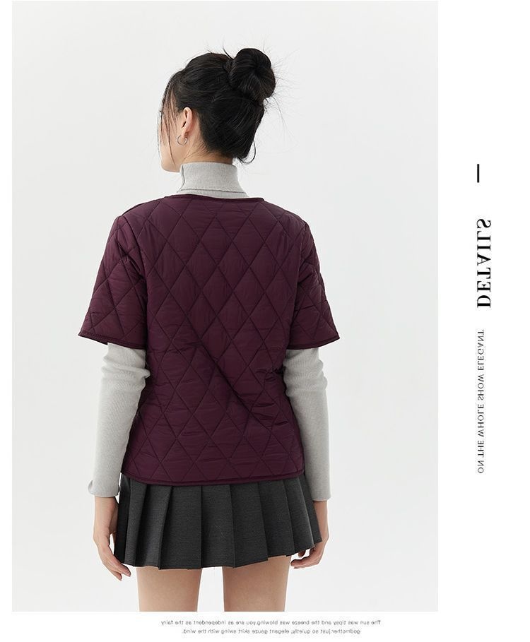 ChicShe Women's Short Jacket Lightweight Coat Autumn Winter Warm Clothing Mid-Sleeve Base Layer Down Cotton Liner Inner Wear_voghion.com