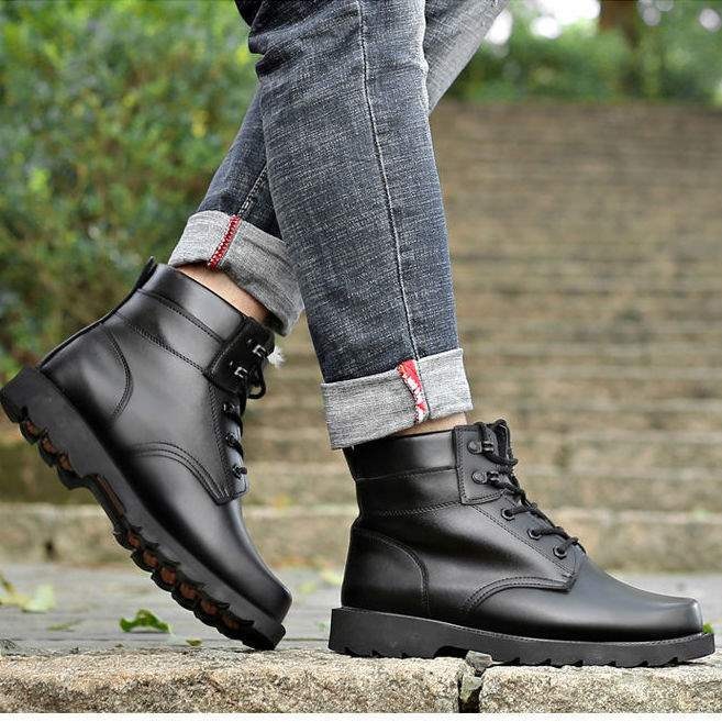 ShoeGlobe Outdoor High-Top Militärtrainings-Taktik-Wanderschuhe Martin Herren Sommer Arbeitsschuhe Warme Woll-Schneestiefel Damen_voghion.com