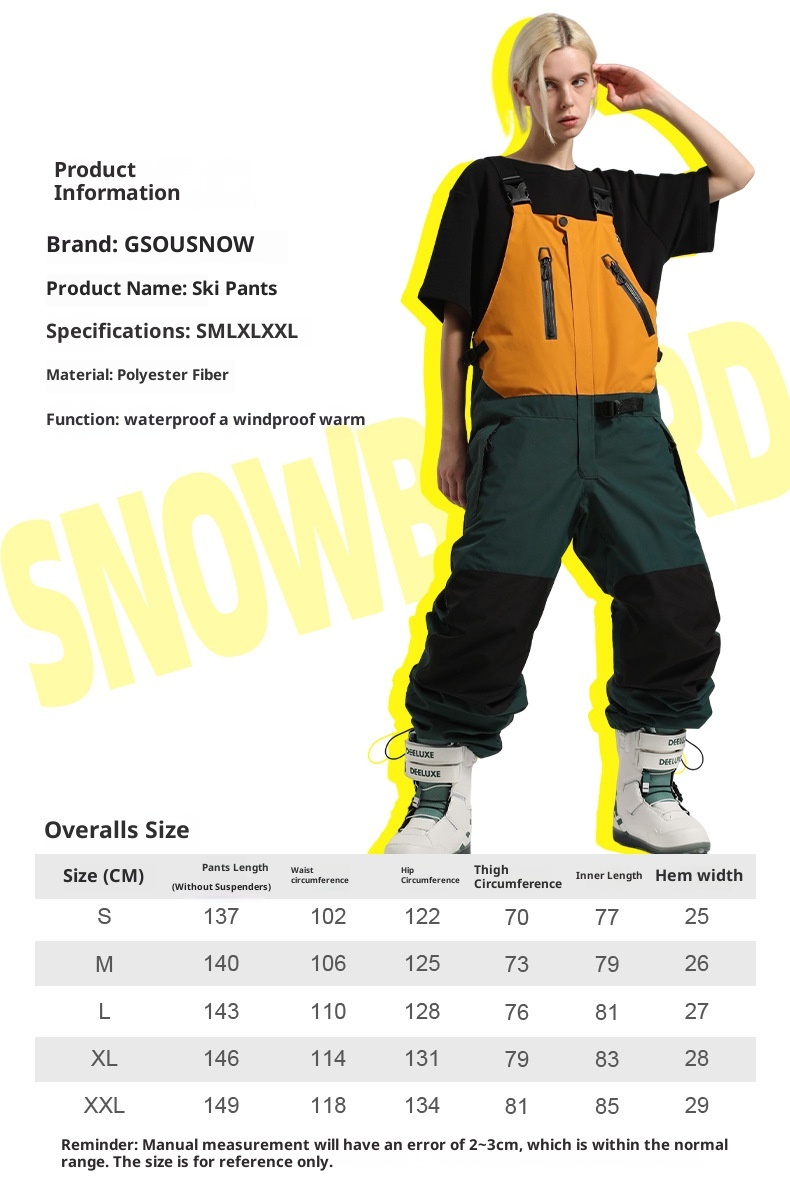 Salopette de snowboard femme style 001, coupe-vent, imperméable, respirante, vêtement de travail chaud pour l'extérieur, pantalon de ski une pièce pour homme._voghion.com